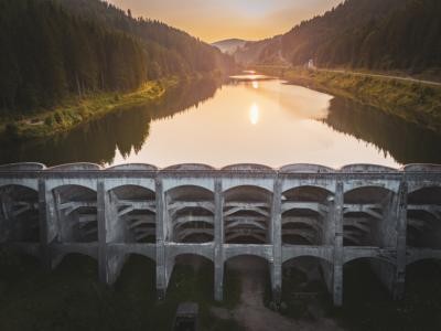 Sonnenuntergang an der Linachtalsperre Linachtalsperre